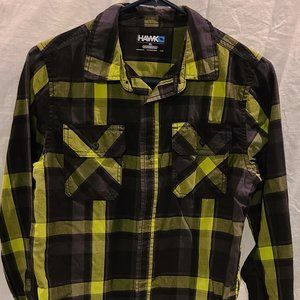 TONY HAWK LONG SLEEVE PLAID BUTTON DOWN BOYS XL